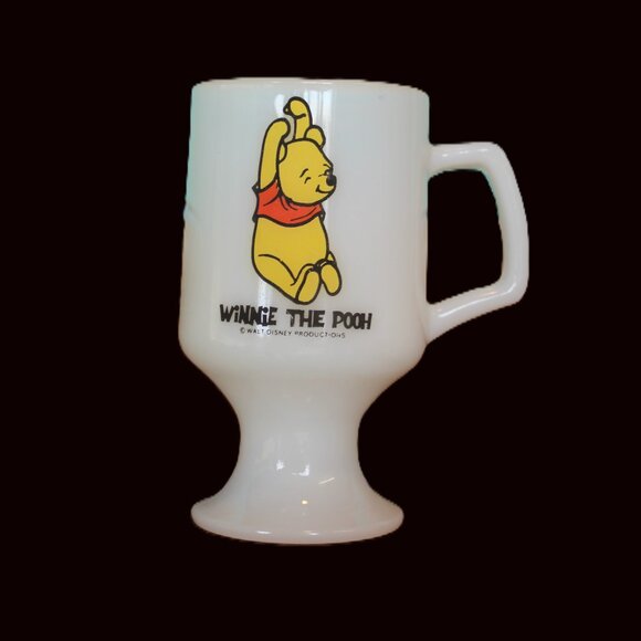 Disney Winnie the Pooh Vintage Milk Glass Pedestal Mug - Anchor Hawking Collecti - Picture 1 of 7